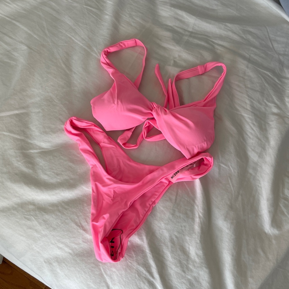 shein neon pink bikini